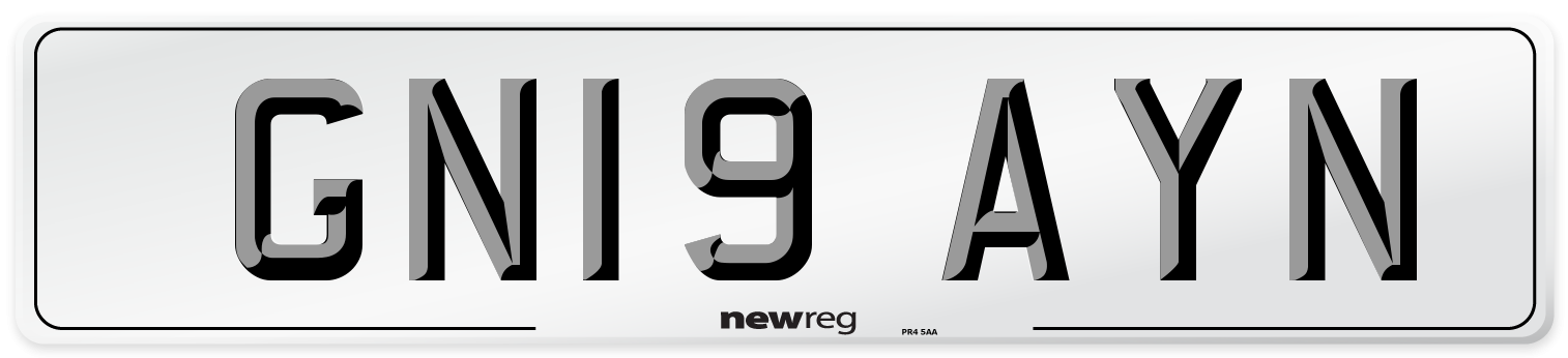 GN19 AYN Number Plate from New Reg